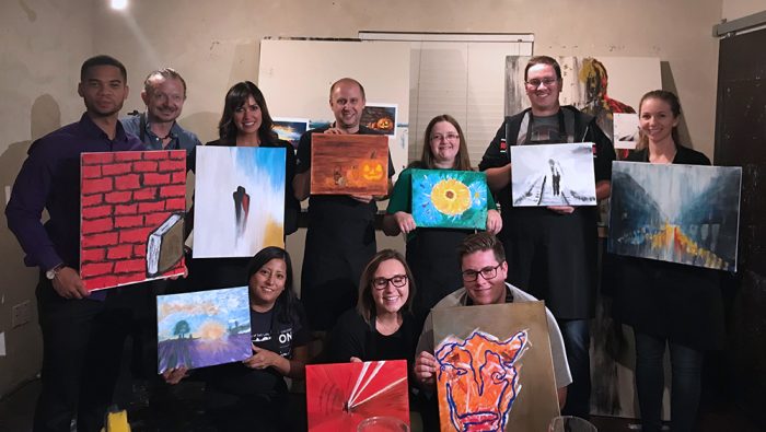 Union Scholarship Group during art night at Ran Art Studio